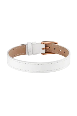 White Leather Strap Rose Gold