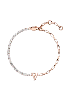 PV Tennis & Chain Bracelet 14K Rose Gold Plated