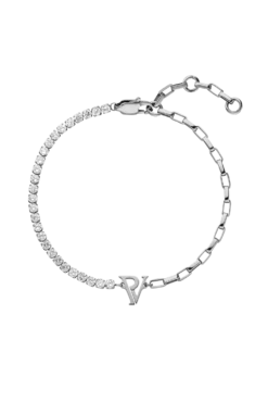 PV Tennis & Chain Bracelet Silver