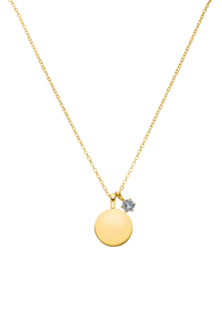 Birthstone March Necklace 14K Gold Plated