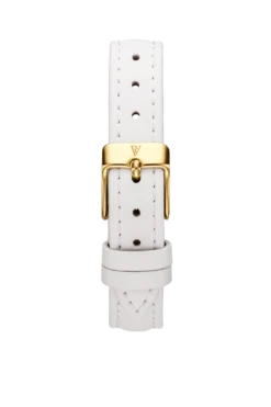 White Leather Strap Gold