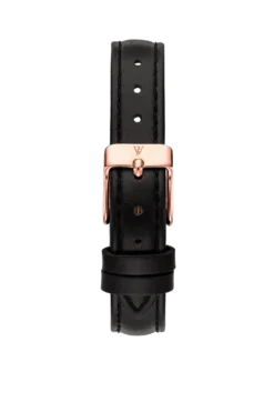 Black Leather Strap Rose Gold
