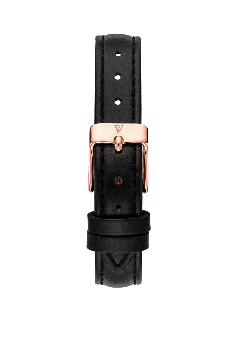 Black Leather Strap Rose Gold