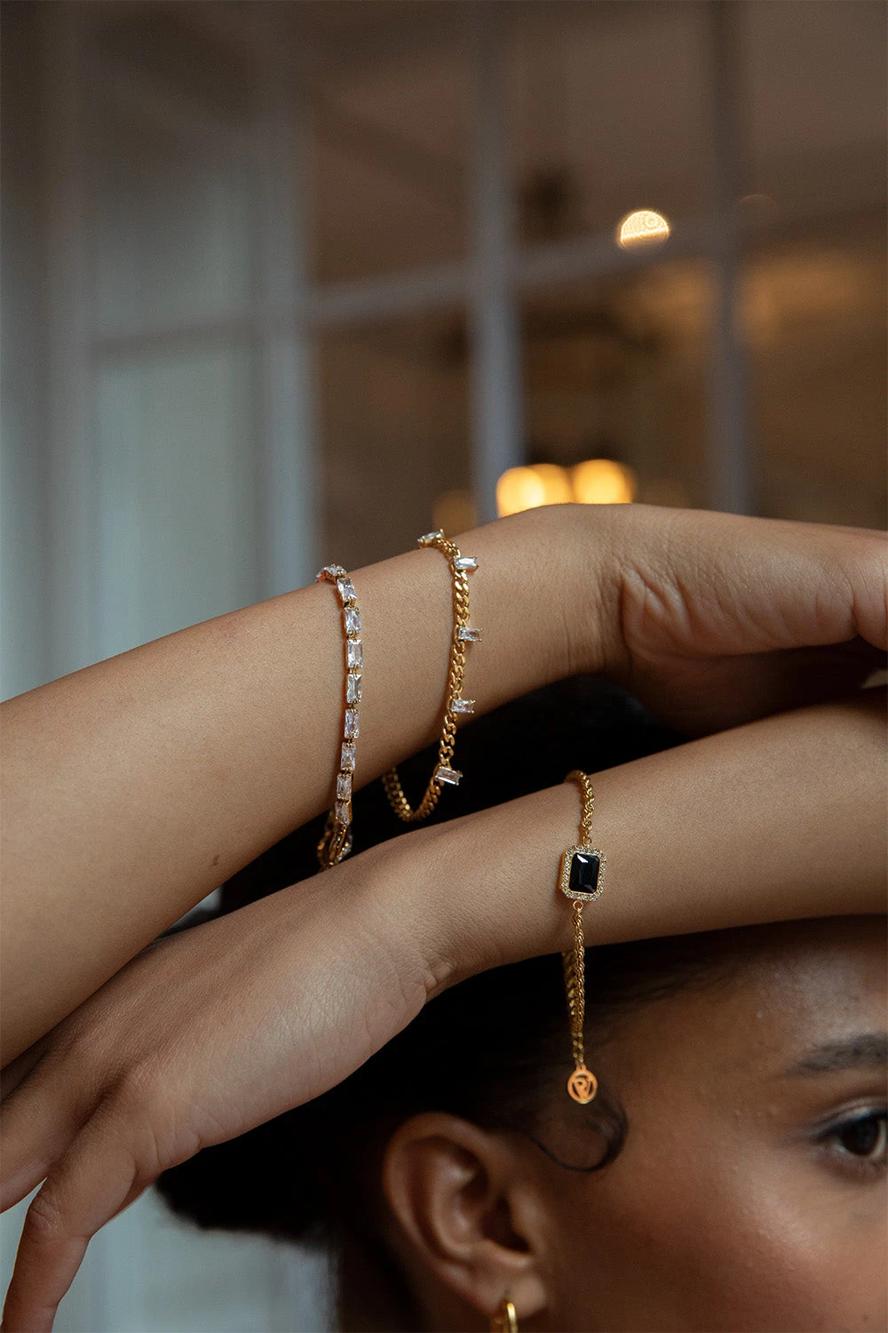 Pavé Emerald Black Bracelet 14K Gold Plated – Bild 5