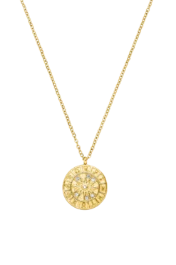 Brilliant Coin Necklace 14K Gold Plated