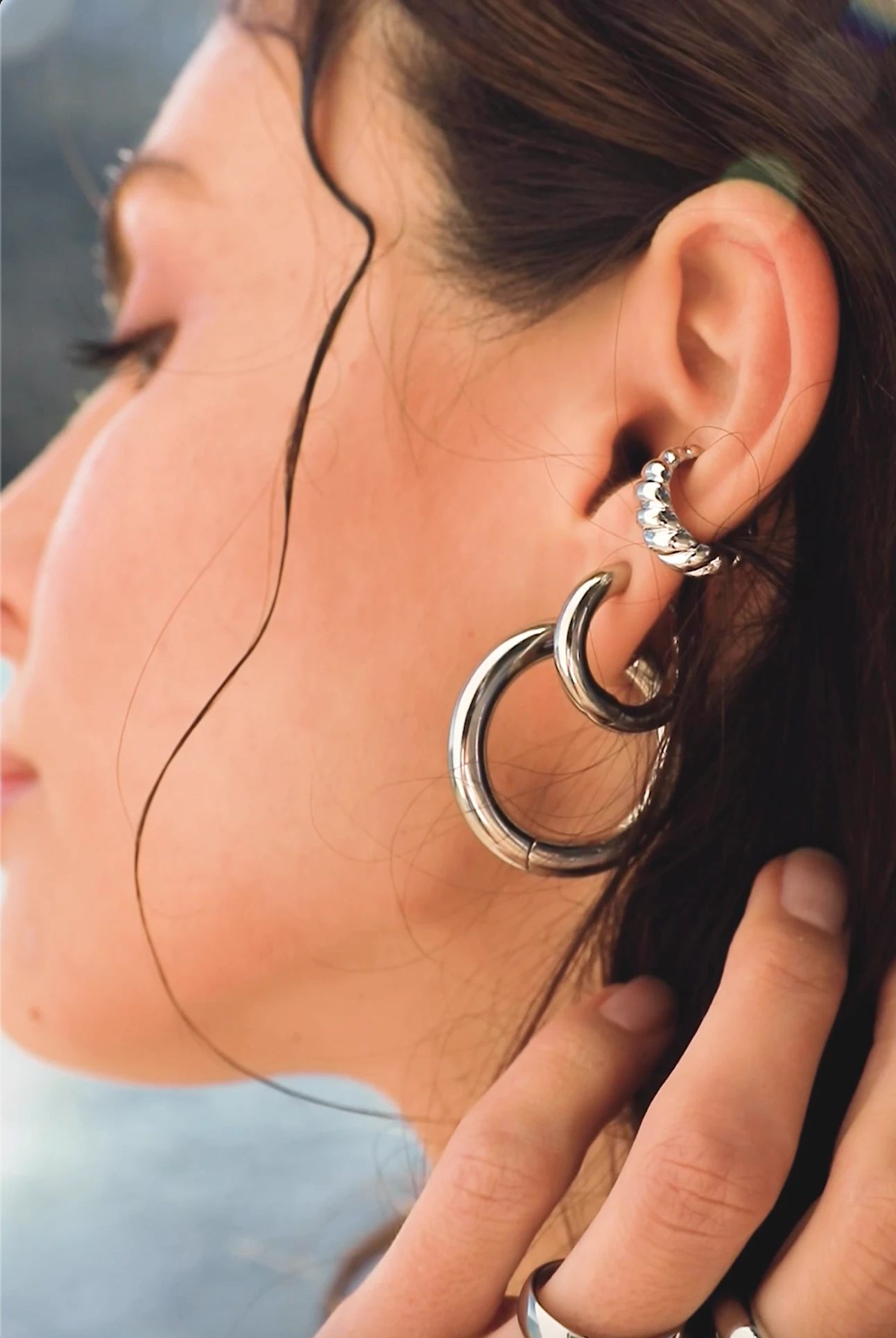 Chunky Hoops Large Silver – Bild 3