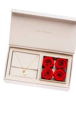 Engravable Heart Rose Box 14K Gold Plated