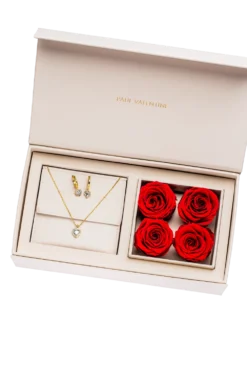 Glamorous Heart Rose Box 14K Gold Plated