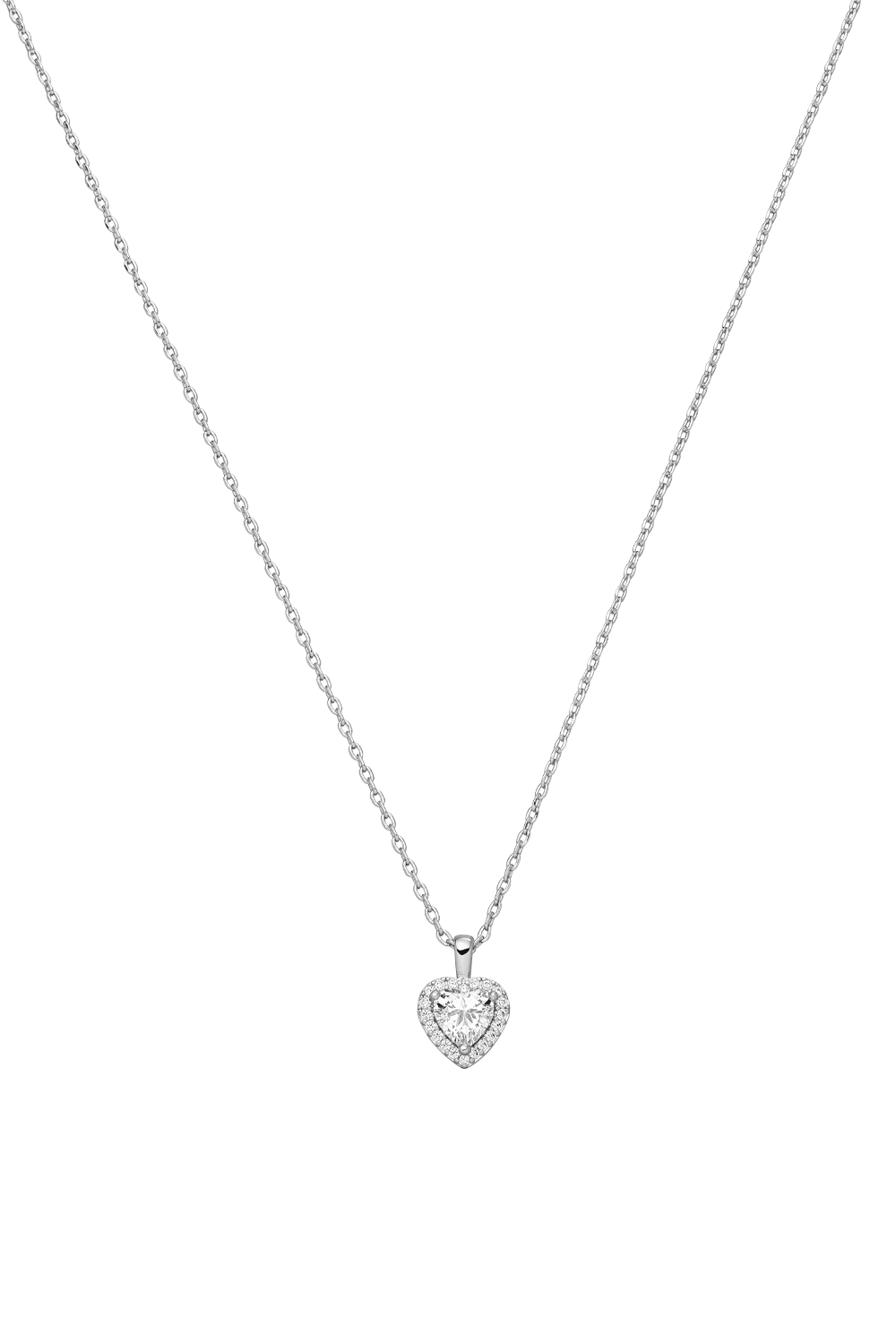 Glamorous Heart Necklace Silver