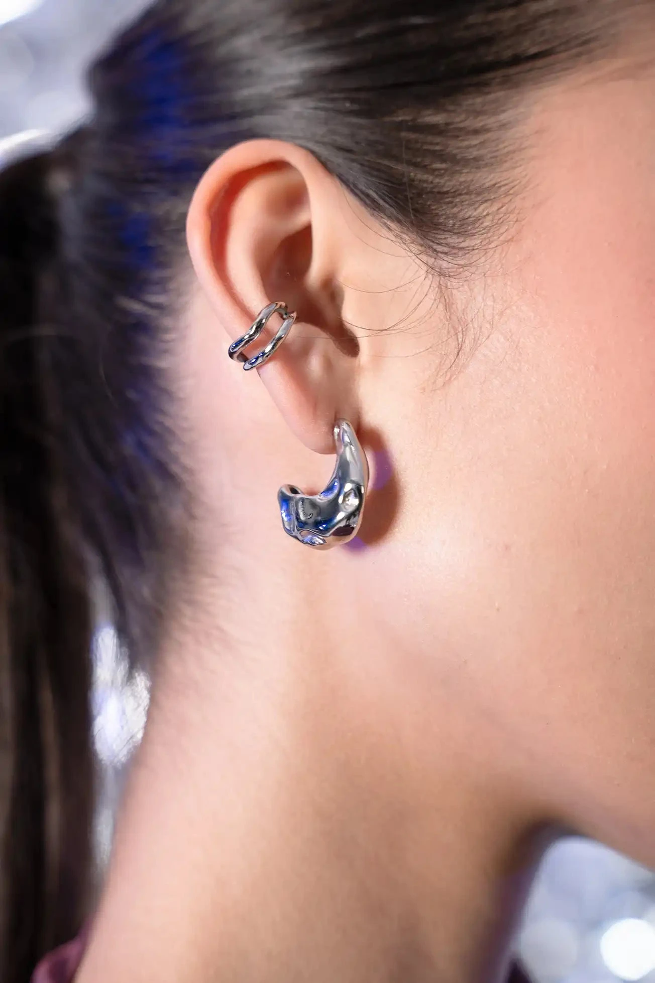 Molten Chunky Hoops Silver – Bild 3