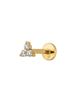 Triple Piercing 14K Solid Gold
