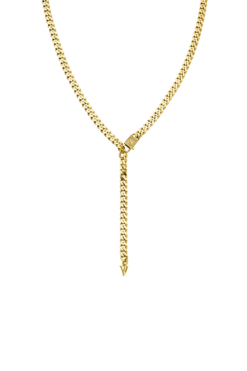 Link Pavé Y-Necklace 14K Gold Plated