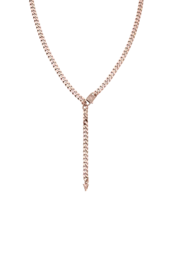 Link Pavé Y-Necklace 14K Rose Gold Plated