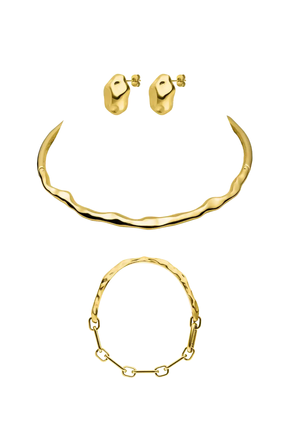 Molten Choker & Studs Set Gold