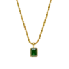 Pavé Emerald Necklace Green 14K Gold Plated