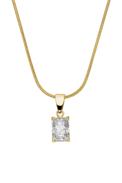 Baguette Stone Necklace 14K Gold Plated
