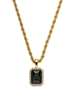 Pavé Emerald Black Necklace 14K Gold Plated