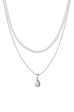 Sleek Teardrop Necklace Silver