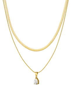 Sleek Teardrop Necklace 14K Gold Plated