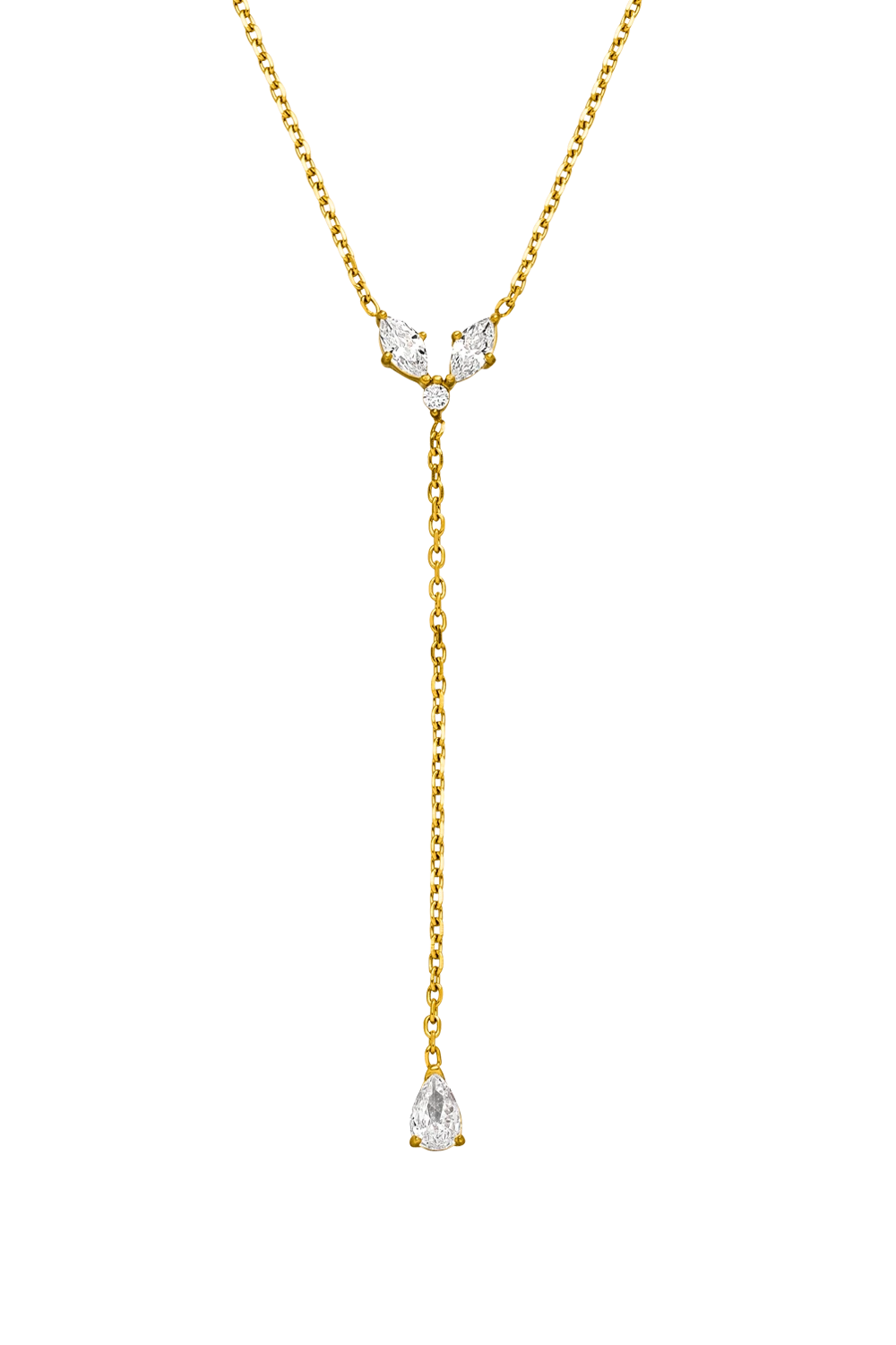 Teardrop Y-Necklace 14K Gold Plated
