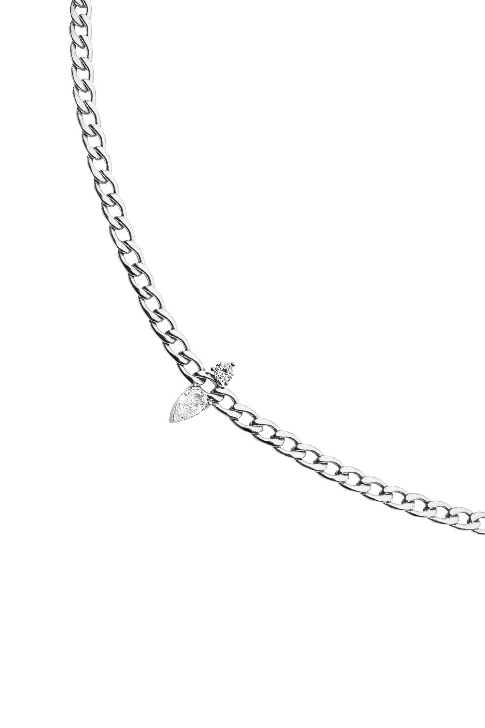 Teardrop Curb Necklace Silver – Bild 5