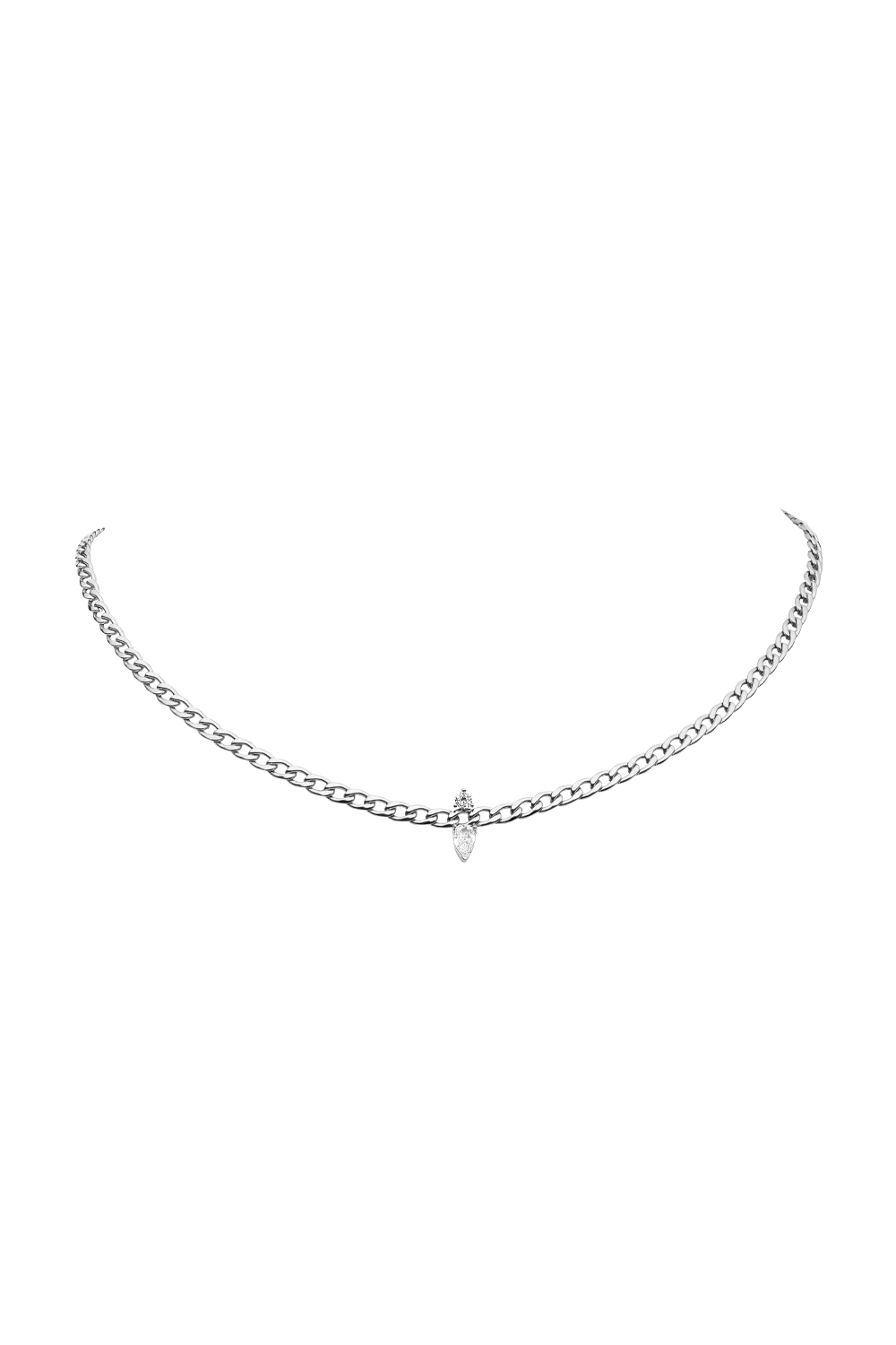 Teardrop Curb Necklace Silver – Bild 4