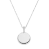 Engravable Round Pavé Necklace Silver