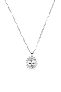 Sparkle Oval Necklace Silver