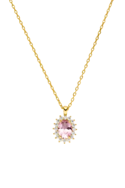 Sparkle Necklace Pink 14K Gold Plated