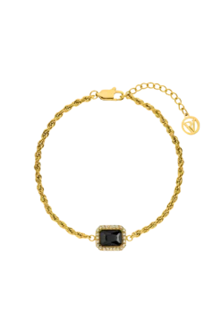 Pavé Emerald Black Bracelet 14K Gold Plated