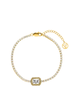 Emerald Tennis Bracelet 14K Gold Plated