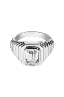 Emerald Ring White Silver