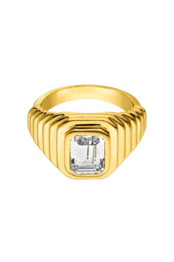 Emerald Ring White 14K Gold Plated