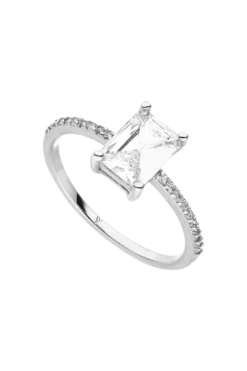 Emerald Pavé Ring Silver