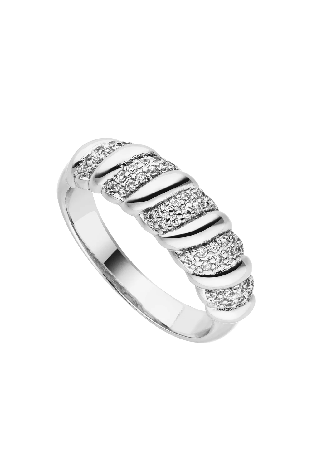 Sparkle Twisted Ring Silver