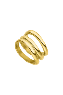 Molten Triple Ring 14K Gold Plated