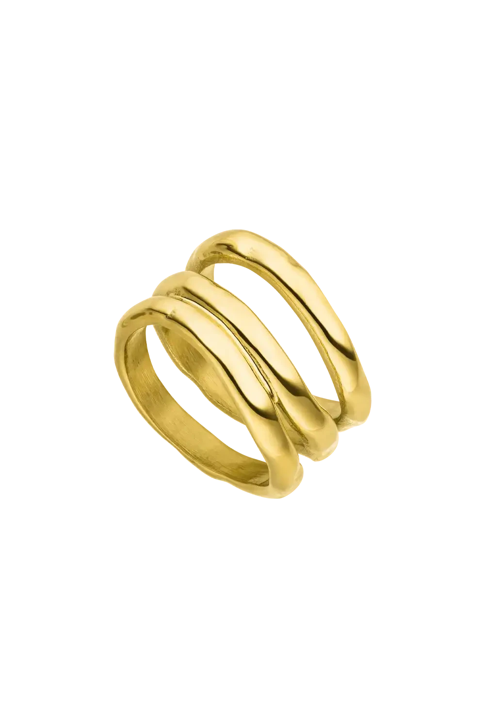 Molten Triple Ring 14K Gold Plated