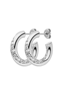 Crystal Hoops Silver