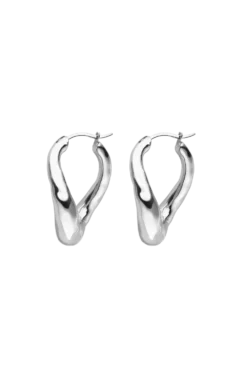 Molten Twisted Hoops Silver