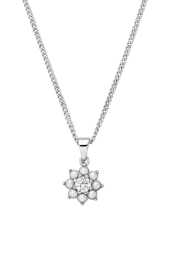 Flower Pearl Necklace Silver