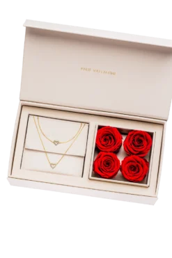 Radiant Heart Rose Box 14K Gold Plated