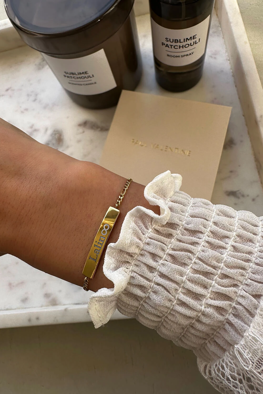 Engraving Rectangle Bracelet 14K Gold Plated – Bild 2