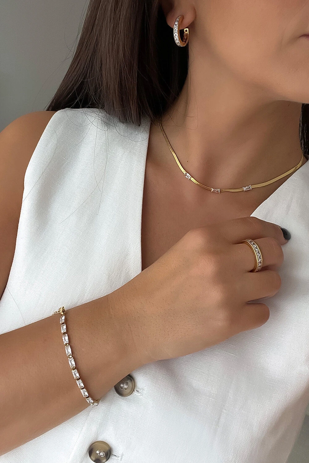 Brilliant Square Ring 14K Gold Plated – Bild 3