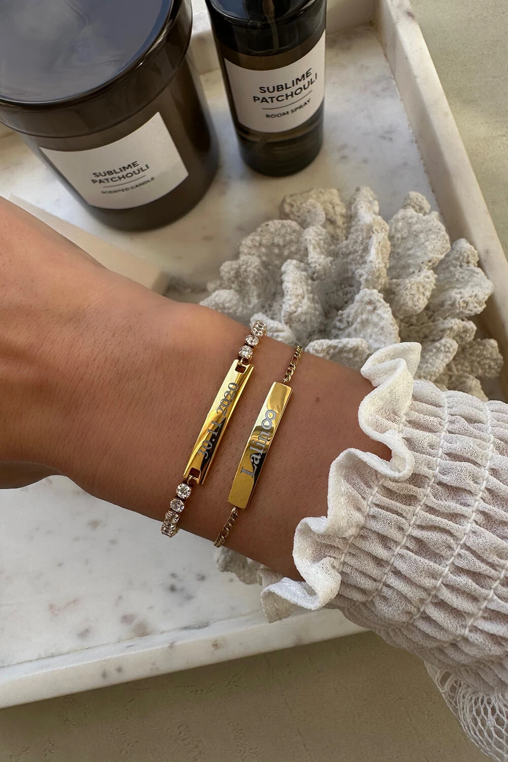 Engraving Rectangle Bracelet 14K Gold Plated – Bild 5