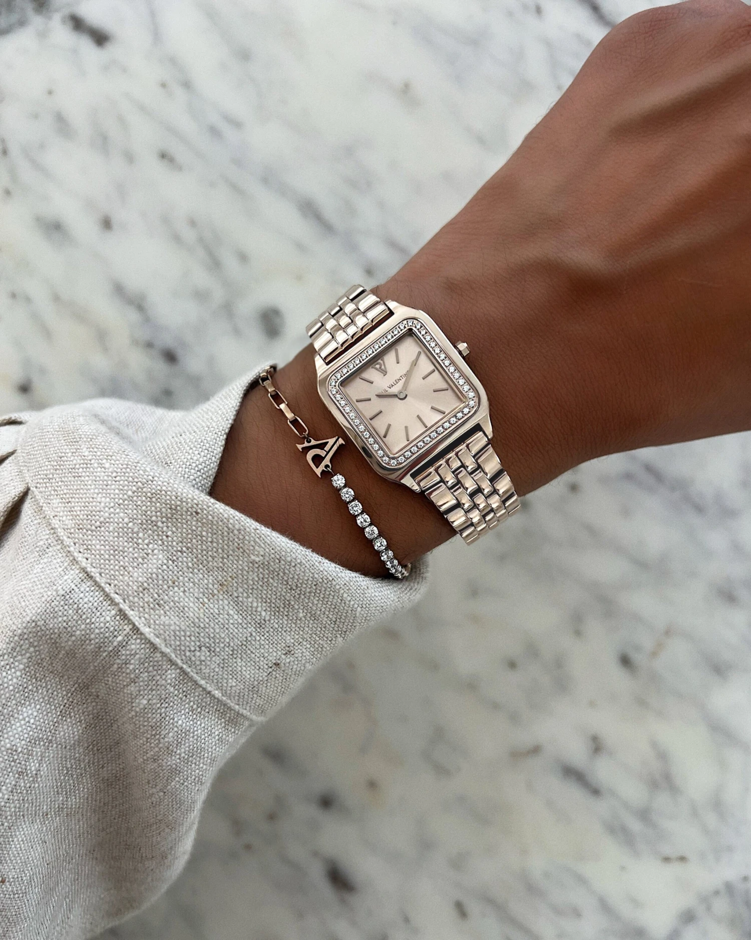 PV Tennis & Chain Bracelet Champagne – Bild 4