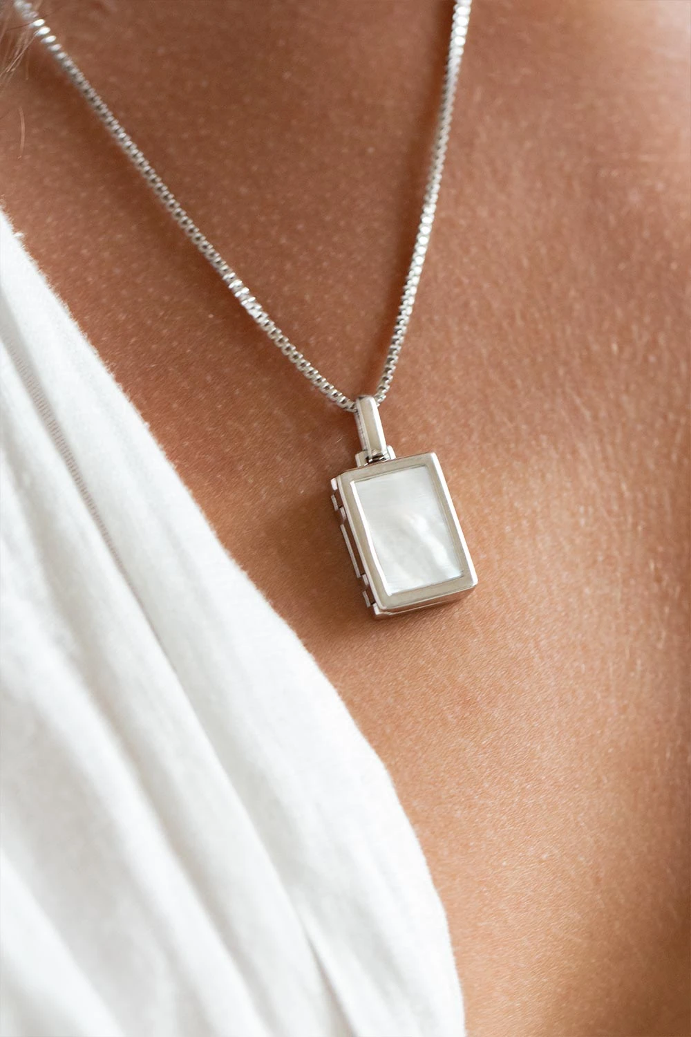 Engravable Locket Necklace Silver – Bild 2