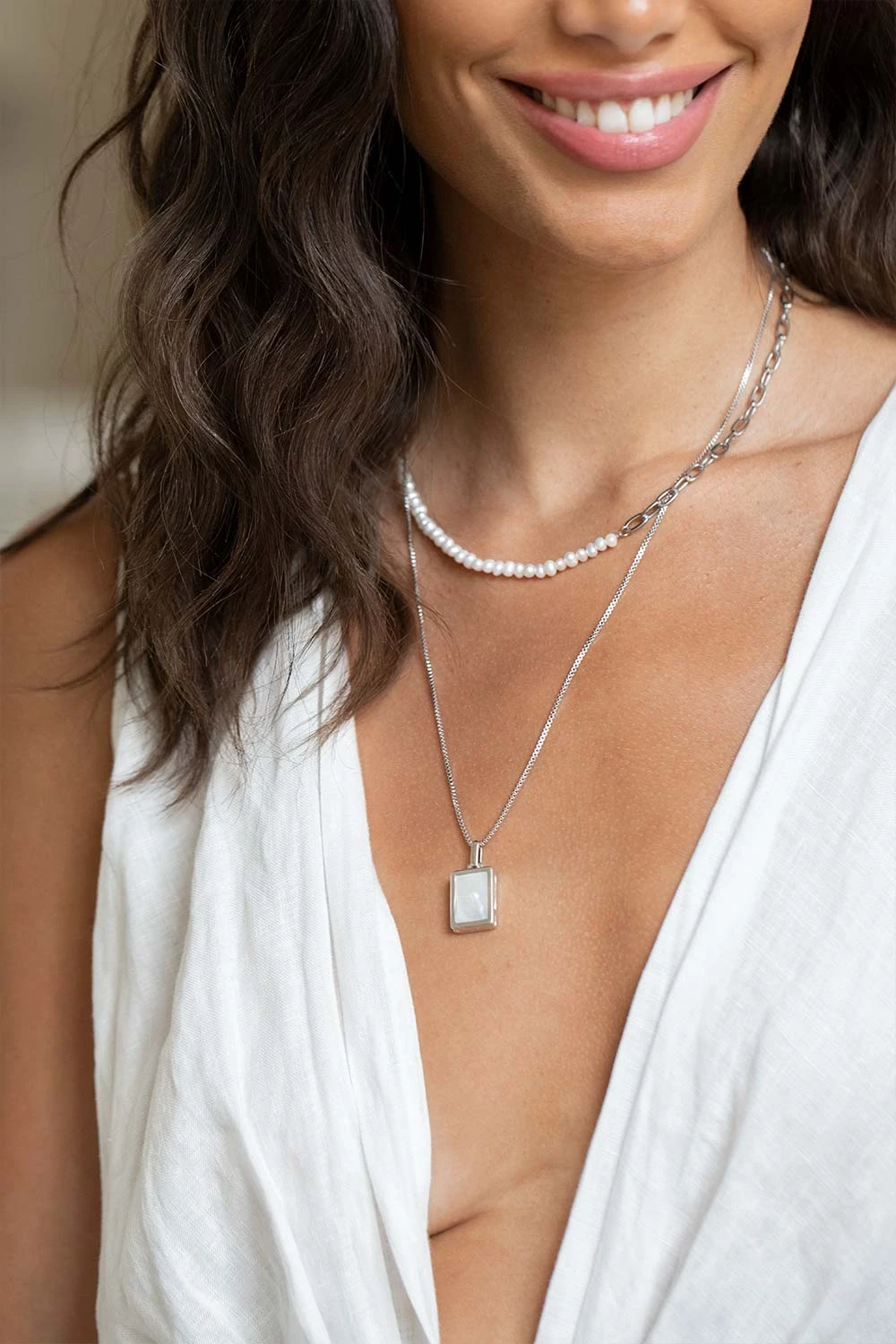 Engravable Locket Necklace Silver – Bild 3