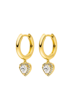 Glamorous Heart Huggies 14K Gold Plated