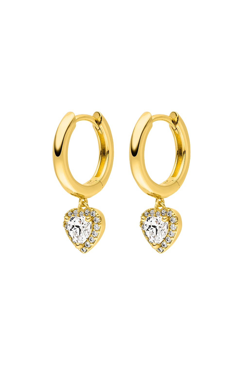 Glamorous Heart Huggies 14K Gold Plated