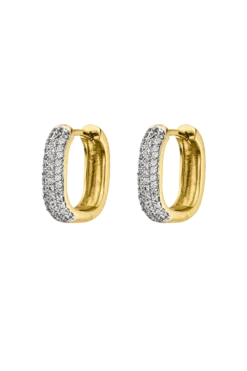 Sparkling Rectangle Hoops 14K Gold Plated